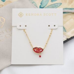 Kendra Scott Vampire Necklace Gold Red Lab Grown Opal